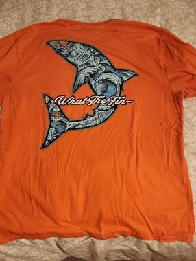 What The Fin Graphic Tee - Orange with Blue Shark